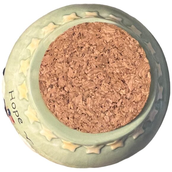 Stoneware Country HOPE Jar Patriotic American Flag Stars Grass Sky 3.75" t x 4.5 - Picture 9 of 15